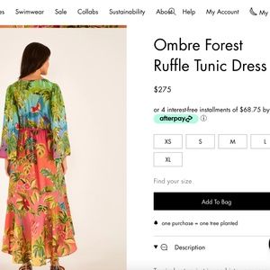 FARM RIO Ombre Forest Ruffle Tunic Dress, multi colored, tropical